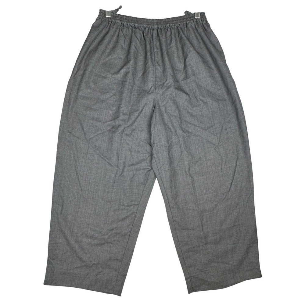 Eskandar Cropped Wide Leg Pants Gray Wool Silk Women's Size 1 (Fits M–L relaxed)